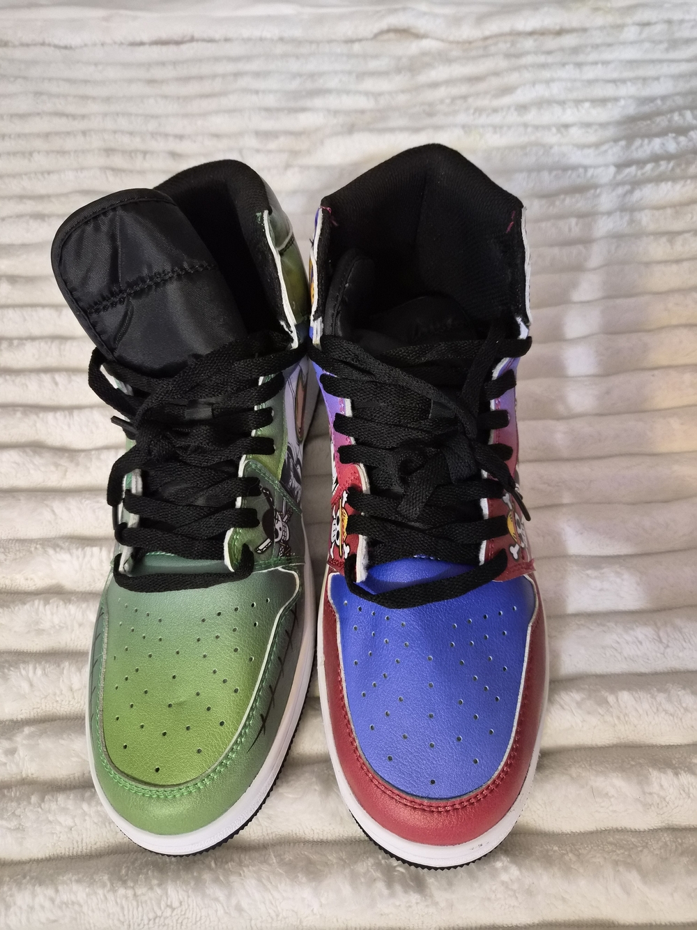 Colorblock High-Top Sneakers - Green & Blue Toe